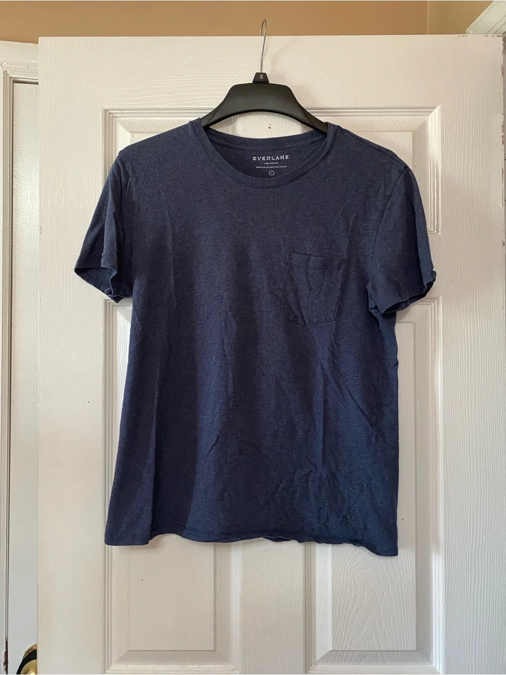 Everlane Navy Blue Front Pocket Crew Neck Cotton Short Sleeves T- Shirt - Picture 1 of 7